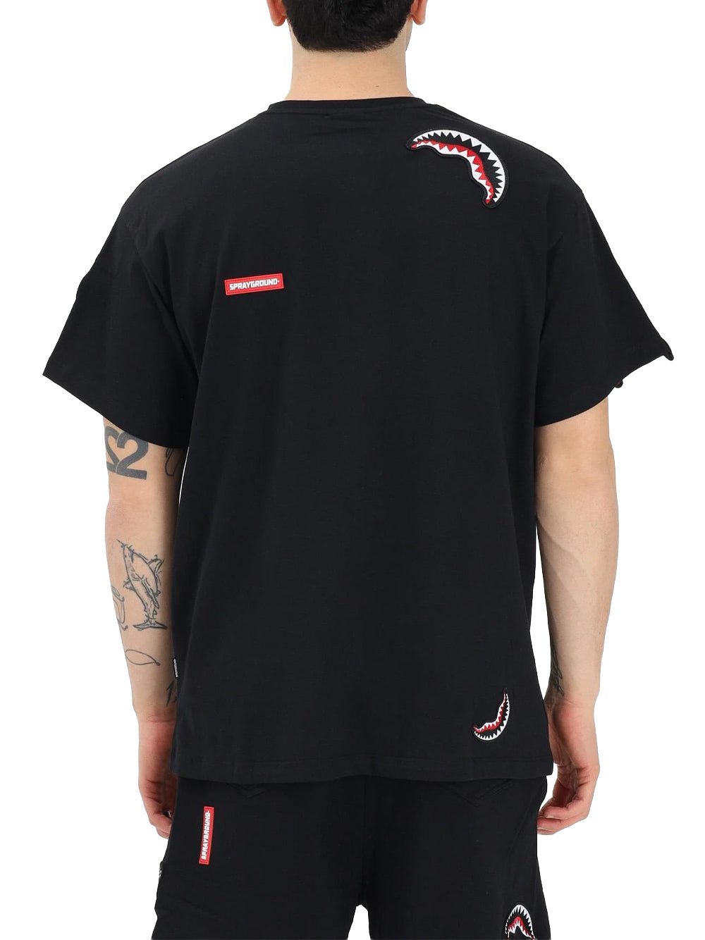 T-shirt Homme Sprayground SP846-BLK SHARKPATCHES Nouveau T-shirt Coupe Regular